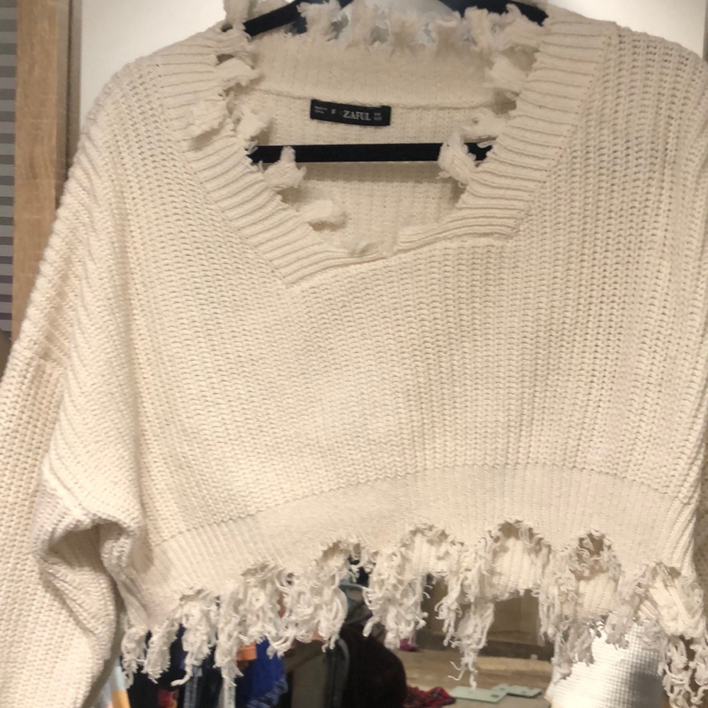 distressed cropped sweater